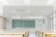 工作方案（工作方案的基本格式）